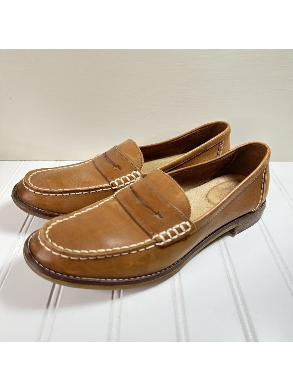 Sperry Seaport Penny Loafers Women's 7.5 Tan Brown STS81928 Preppy Slip On